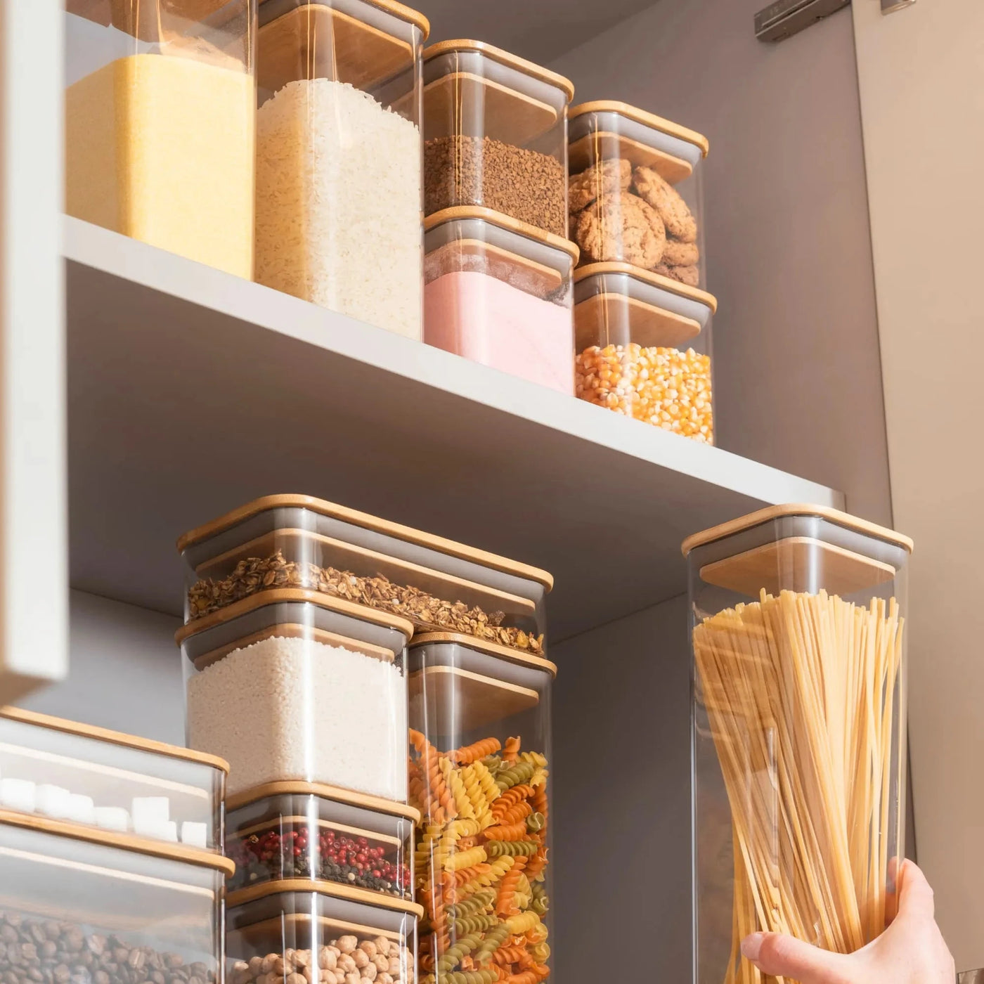 Pote Hermético com Tampa de Bambu 530ml Coleção Potes Herméticos- Pote Hermético com Tampa de Bambu 530ml Design & Casa