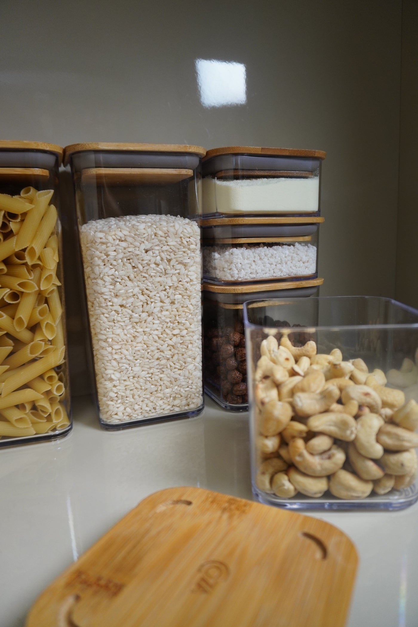 Pote Hermético com Tampa de Bambu 580ml Coleção Potes Herméticos- Pote Hermético com Tampa de Bambu 580ml Design & Casa