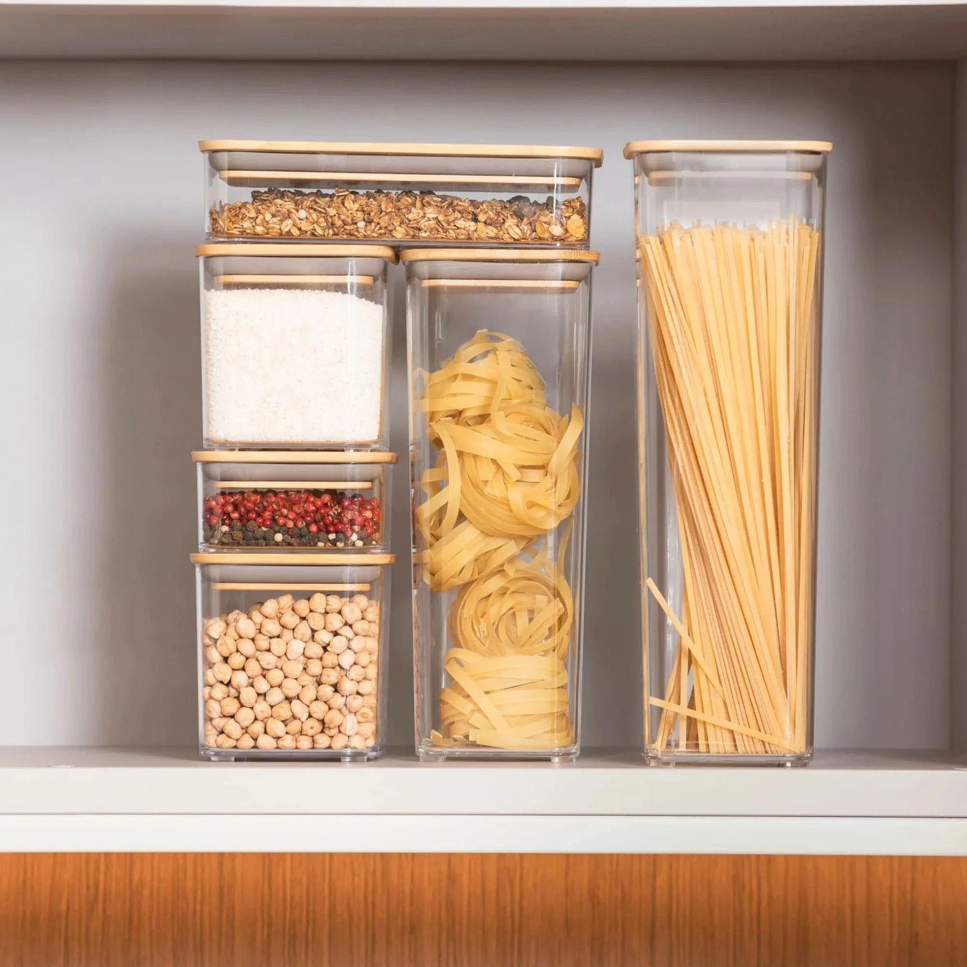 Pote Hermético de Vidro com Tampa de Bambu 1,3 L Coleção Potes Herméticos- Pote Hermético de Vidro com Tampa de Bambu 1,3 L Design & Casa