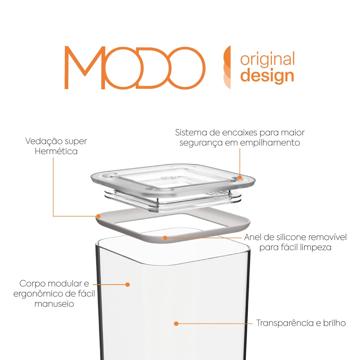 Pote Hermético Transparente com Vedação 580ml Coleção Pote Hermético- Pote Hermético Transparente com Vedação 580ml Design & Casa