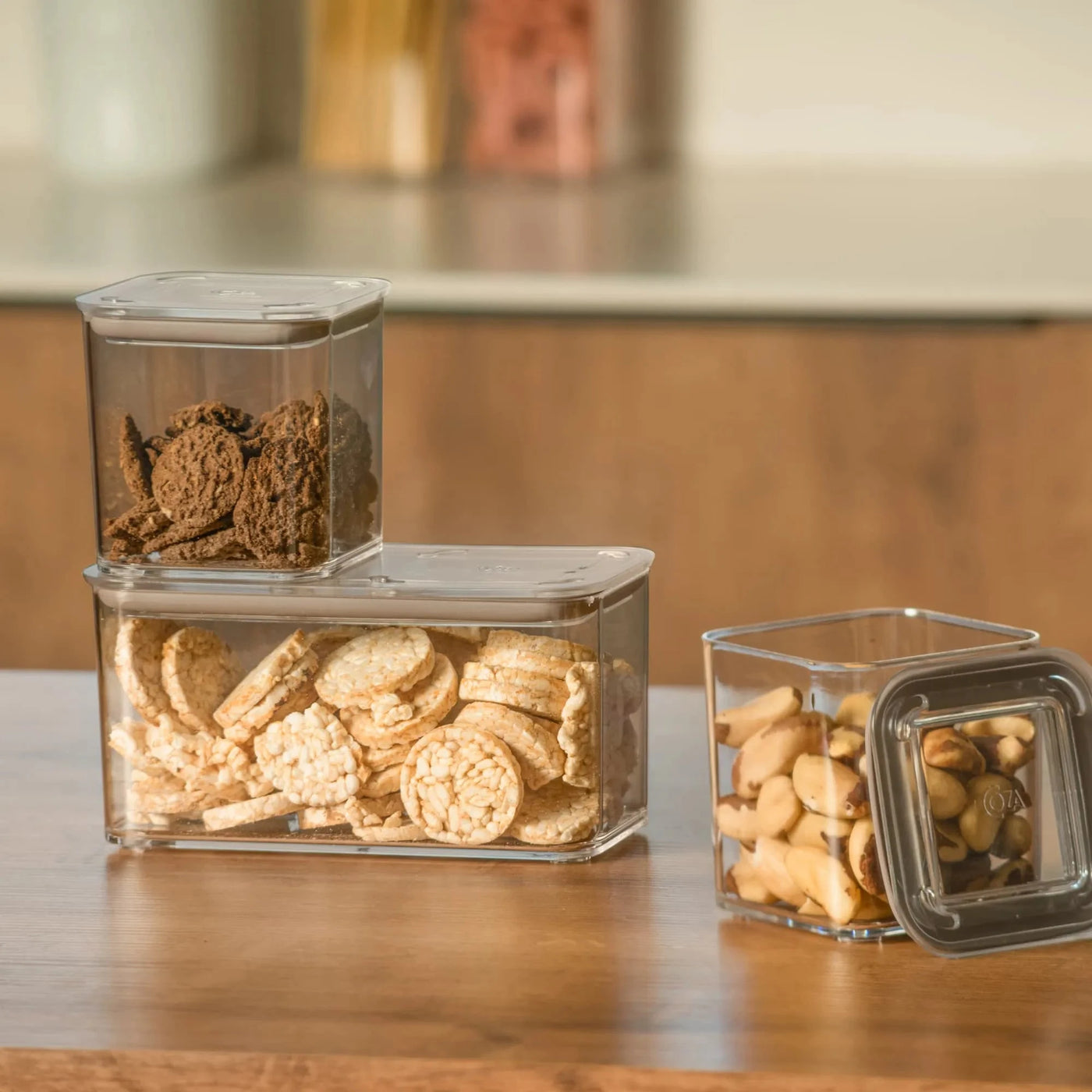 Pote Hermético Transparente Retangular com Vedação 1,3L Coleção Potes Herméticos- Pote Hermético Transparente Retangular com Vedação 1,3L Design & Casa