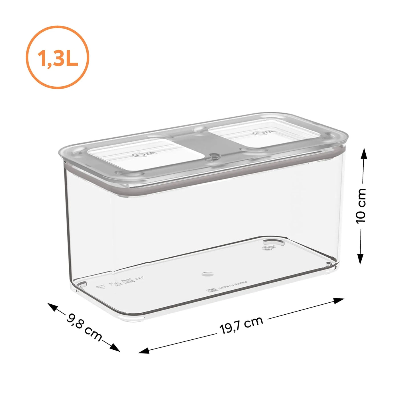 Pote Hermético Transparente Retangular com Vedação 1,3L Coleção Potes Herméticos- Pote Hermético Transparente Retangular com Vedação 1,3L Design & Casa