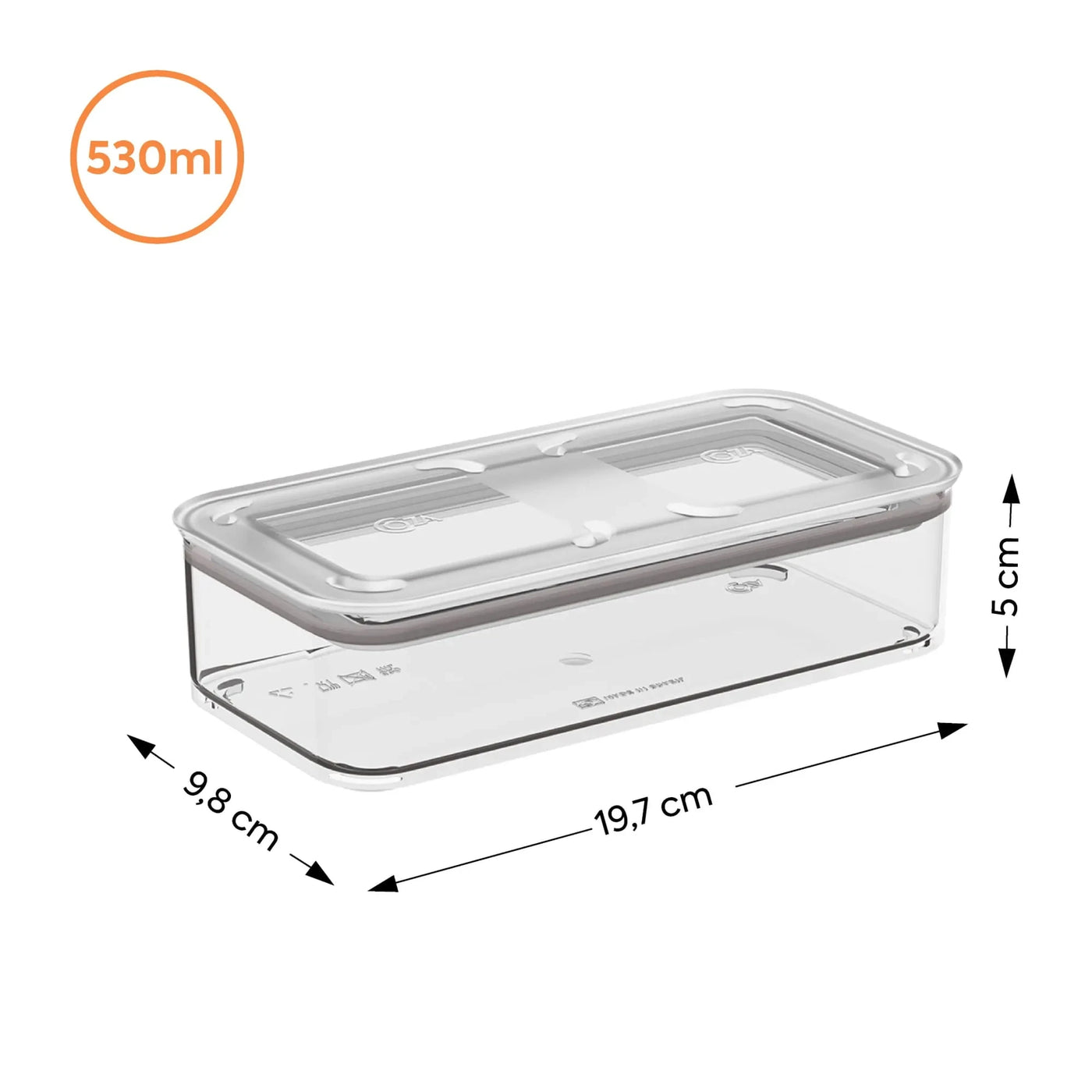 Pote Hermético Transparente Retangular com Vedação 530ml Coleção Potes Herméticos- Pote Hermético Transparente Retangular com Vedação 530ml Design & Casa