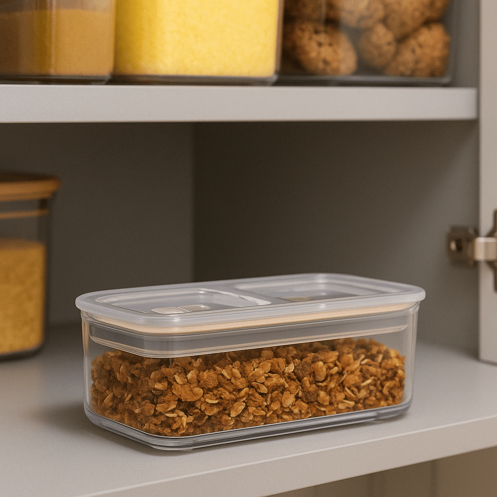 Pote Hermético Transparente Retangular com Vedação 530ml Coleção Potes Herméticos- Pote Hermético Transparente Retangular com Vedação 530ml Design & Casa
