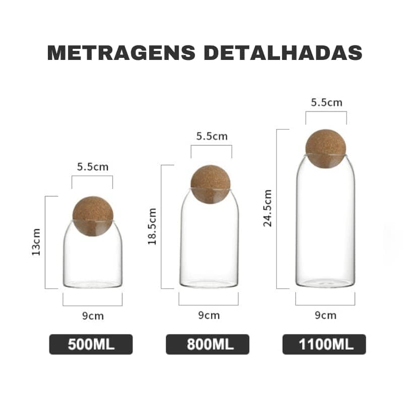 Potes de Vidro com Tampa Borossilicato Potes de Vidro com Tampa Borossilicato LightHousi