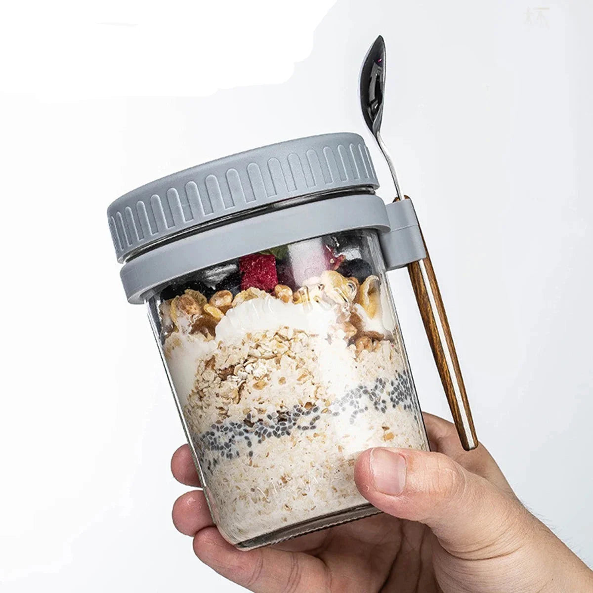 Potes De Vidro Portátil Com Medidor E Colher Potes De Vidro Portátil Com Medidor E Colher LightHousi