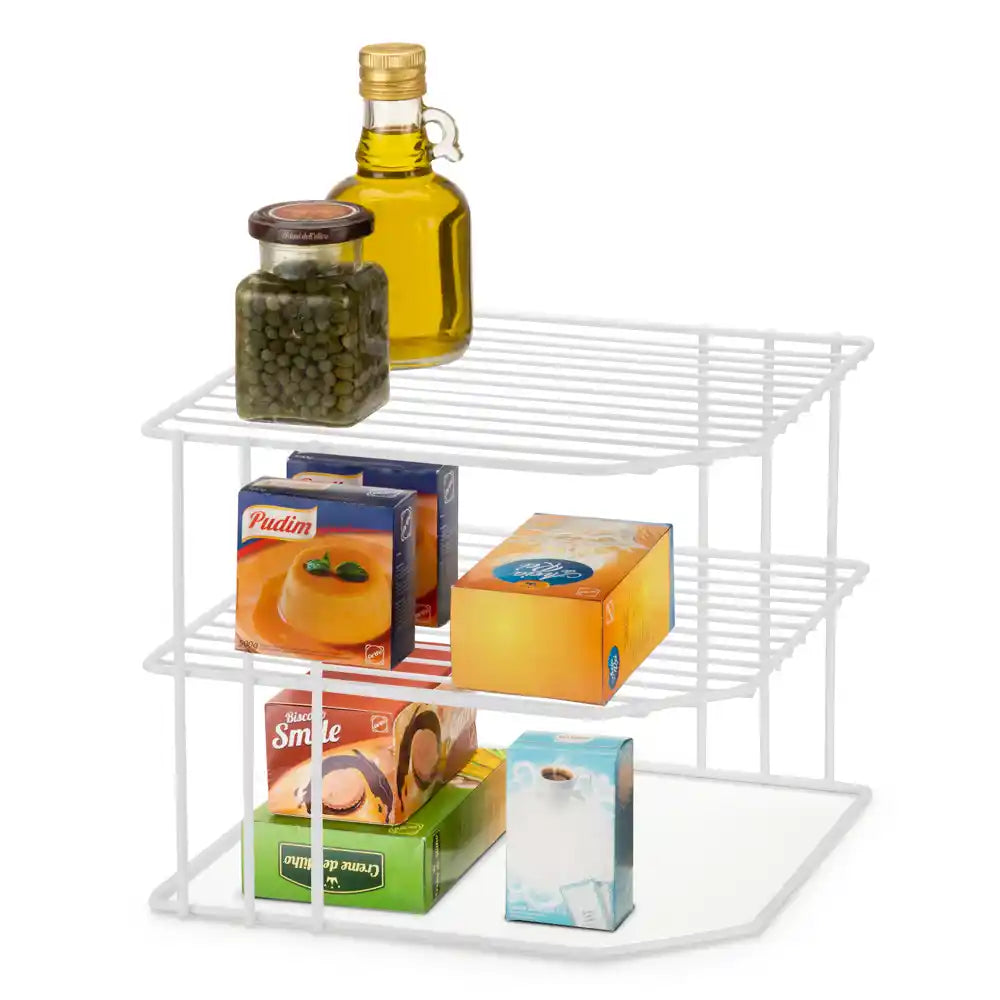 Prateleira de Canto Dupla Branca para Apoio e Organização Prateleira de Canto Dupla Branca para Apoio e Organização Design & Casa