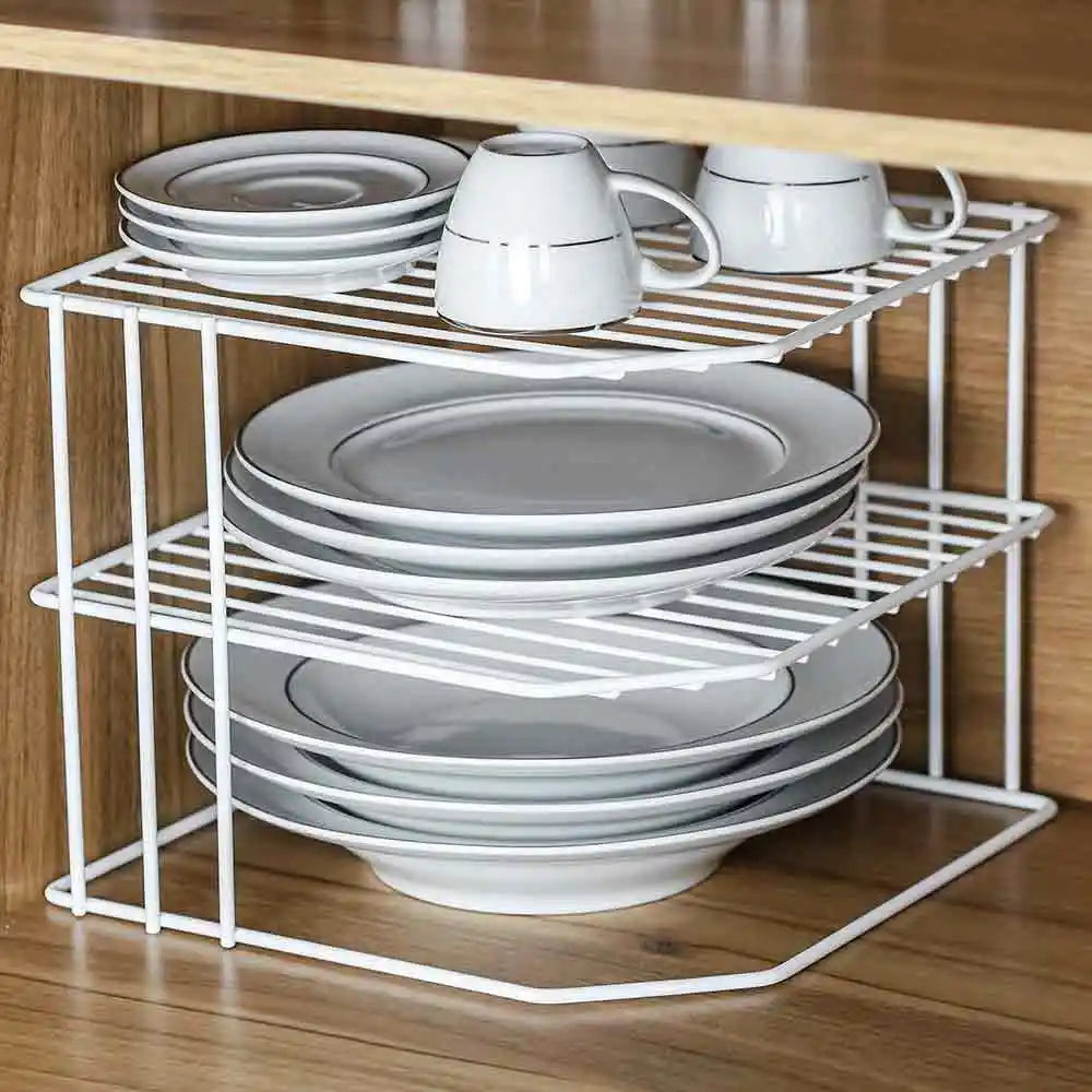 Prateleira de Canto Dupla Branca para Apoio e Organização Prateleira de Canto Dupla Branca para Apoio e Organização Design & Casa