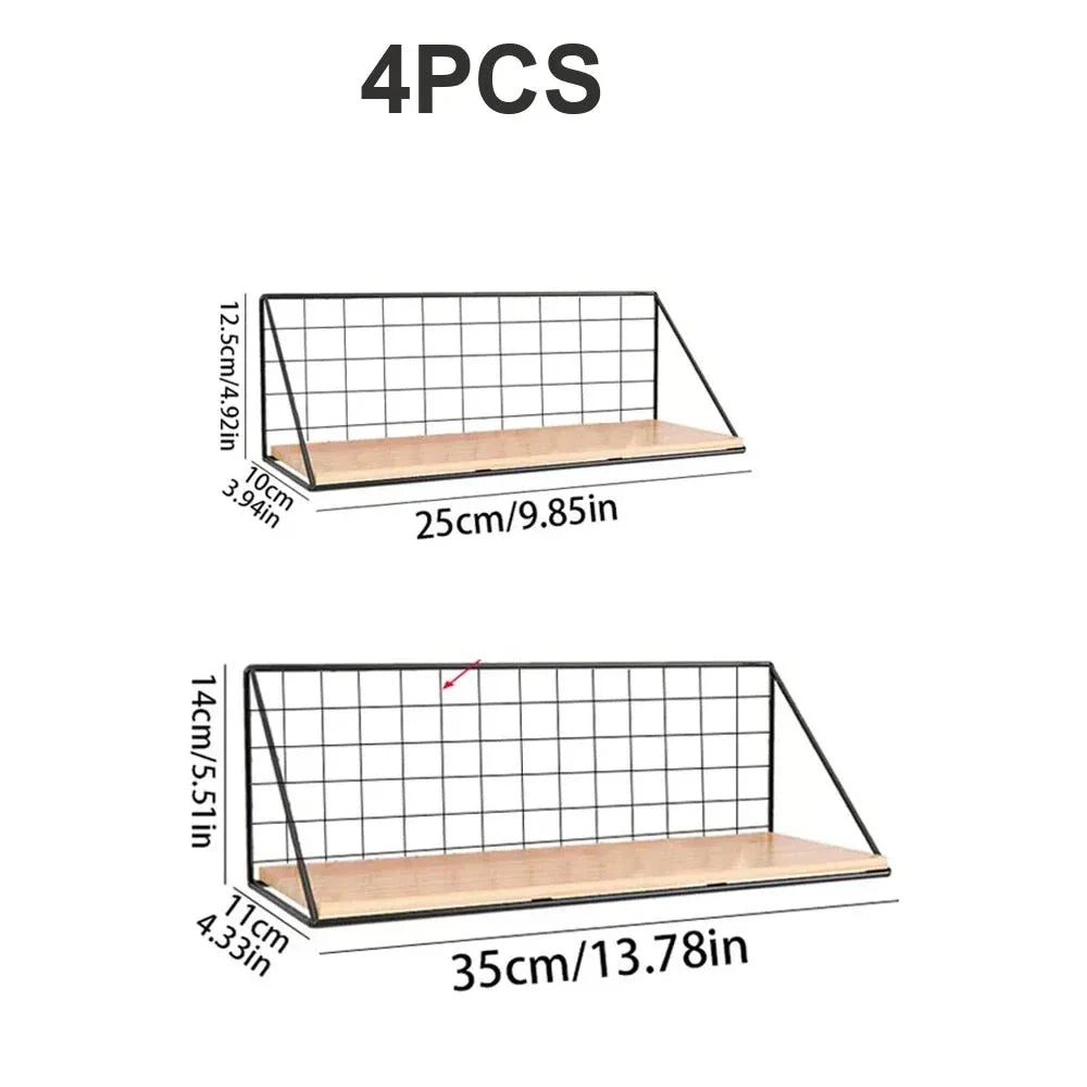 Prateleira De Parede De Ferro Preta Prateleira De Parede De Ferro Preta LightHousi 2 Pequenos-2 Médios
