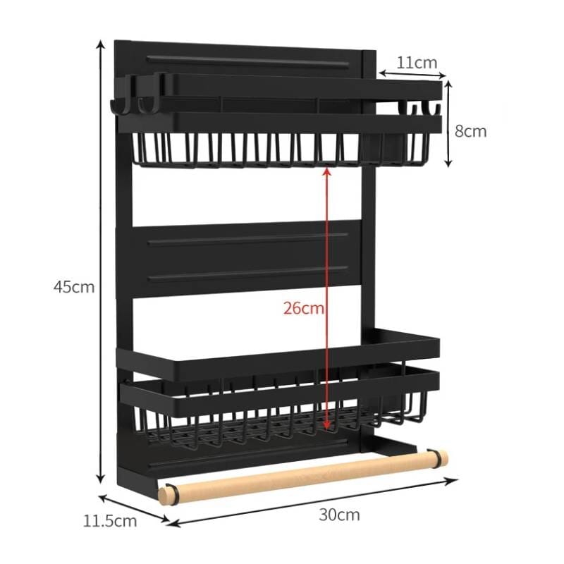 Prateleira Magnética Com Ganchos Para Geladeira Prateleira Magnética Com Ganchos Para Geladeira LightHousi