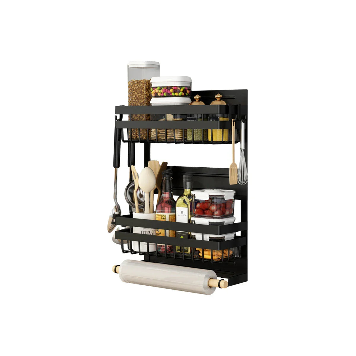 Prateleira Magnética Com Ganchos Para Geladeira Prateleira Magnética Com Ganchos Para Geladeira LightHousi