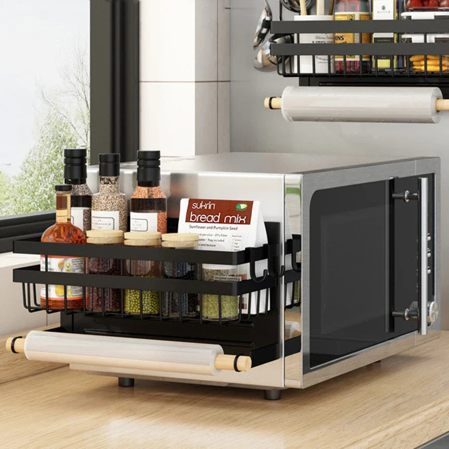 Prateleira Magnética Com Ganchos Para Geladeira Prateleira Magnética Com Ganchos Para Geladeira LightHousi Pequeno Preto