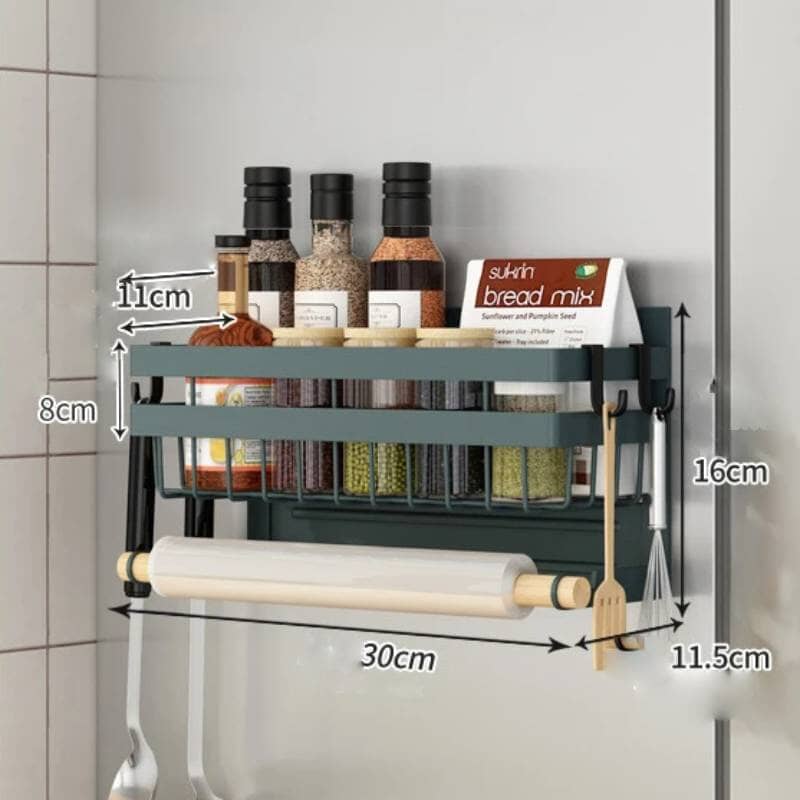 Prateleira Magnética Com Ganchos Para Geladeira Prateleira Magnética Com Ganchos Para Geladeira LightHousi Verde Pequeno