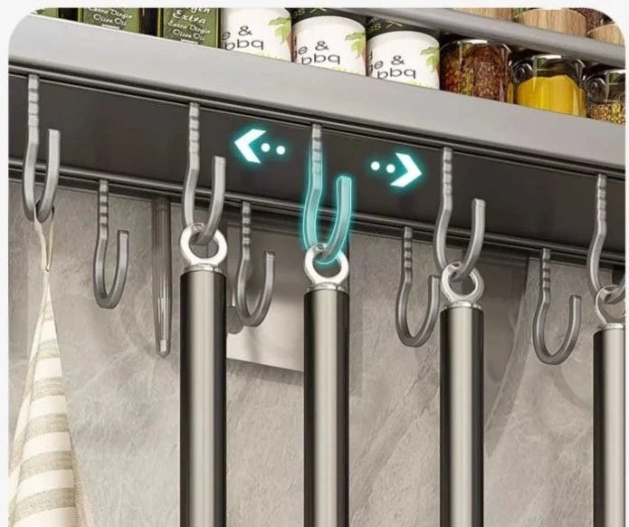 Prateleira para Cozinha Organizador de Temperos e Utensílios Aço Inoxidável Prateleira para Cozinha Instalação Sem Furos - Coleção Cozinha Design & Casa