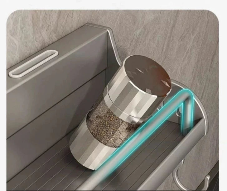 Prateleira para Cozinha Organizador de Temperos e Utensílios Aço Inoxidável Prateleira para Cozinha Instalação Sem Furos - Coleção Cozinha Design & Casa
