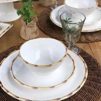 Prato Fundo Elegante Cerâmica Bambu Coleção Decoração> pratos- Prato Fundo Elegante Cerâmica Bambu Design & Casa