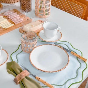 Prato Raso Cerâmica Elegante Bambu Coleção Decoração> Pratos- Prato Raso Cerâmica Elegante Bambu Design & Casa