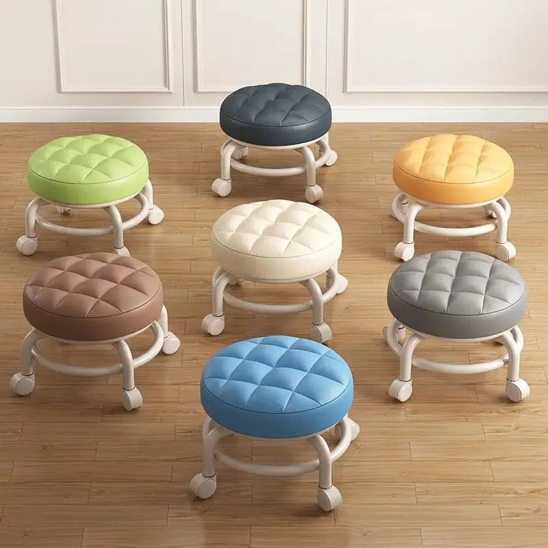 Pulley, Low Stool, Universal Wheel, Small Stool, Seat with Wheels, CHILDREN'S Multi-functional Shoe Changing Stool, round Stool Design & Casa
