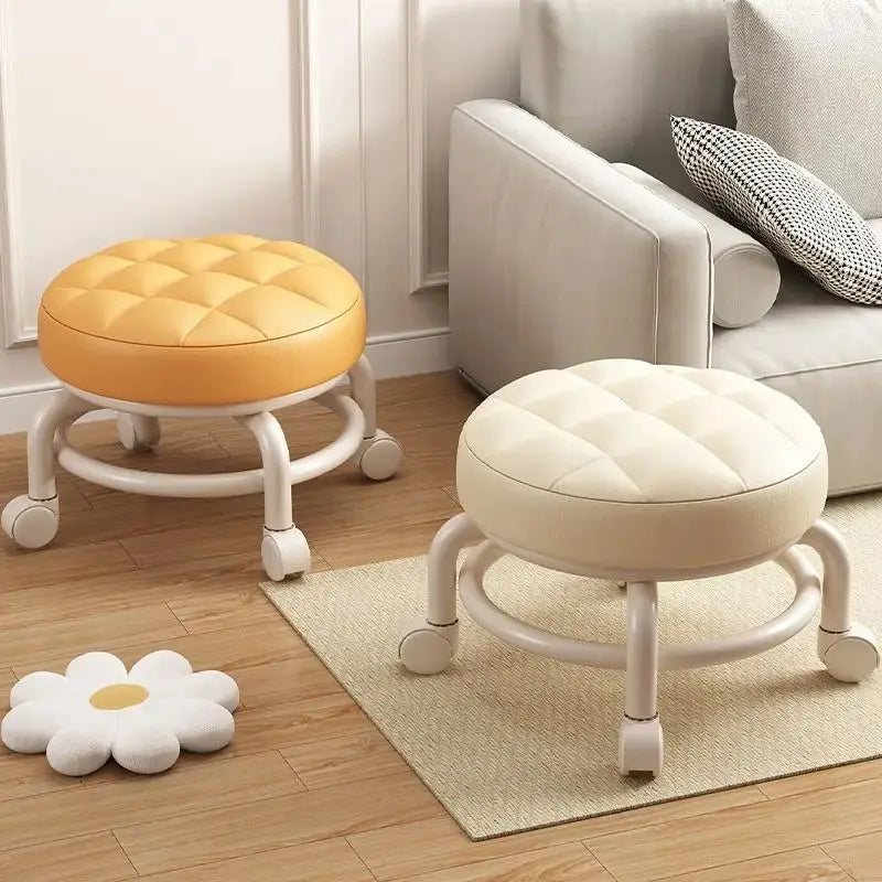 Pulley, Low Stool, Universal Wheel, Small Stool, Seat with Wheels, CHILDREN'S Multi-functional Shoe Changing Stool, round Stool Design & Casa