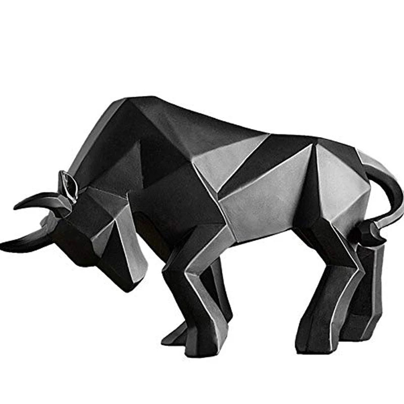 Resin Wall Street Bull Statue Bison Sculpture Decoration Abstract Animal Figurine Room Desk Home Study Decor Ornaments Gift Design & Casa