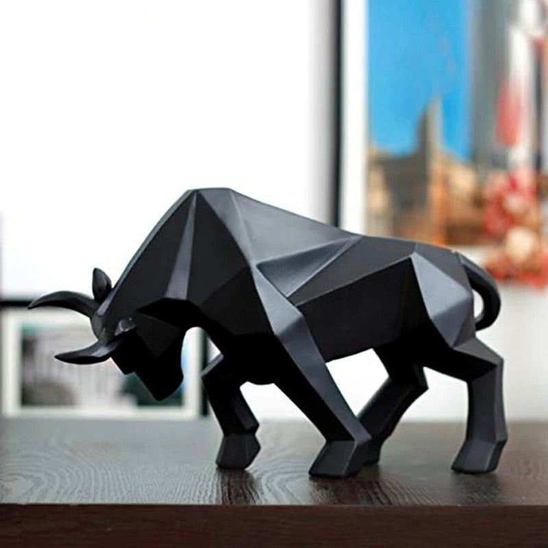 Resin Wall Street Bull Statue Bison Sculpture Decoration Abstract Animal Figurine Room Desk Home Study Decor Ornaments Gift Design & Casa