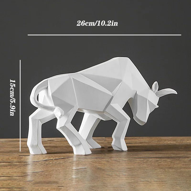 Resin Wall Street Bull Statue Bison Sculpture Decoration Abstract Animal Figurine Room Desk Home Study Decor Ornaments Gift Design & Casa White