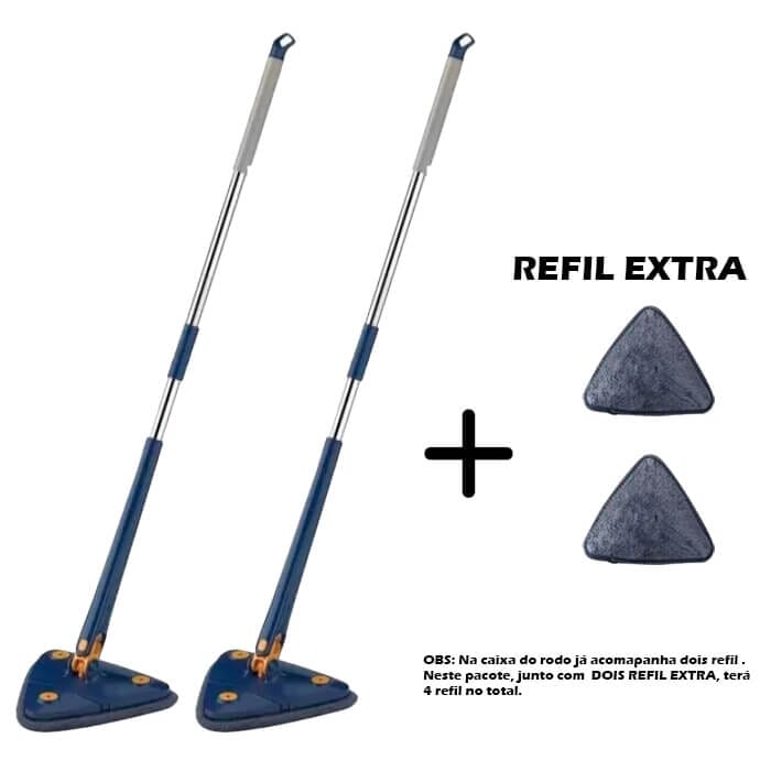 Rodo de Limpeza Mop Giratório 360° Rodo de Limpeza Mop Giratório 360° Design & Casa 2 Rodos Azul + 2 Refil