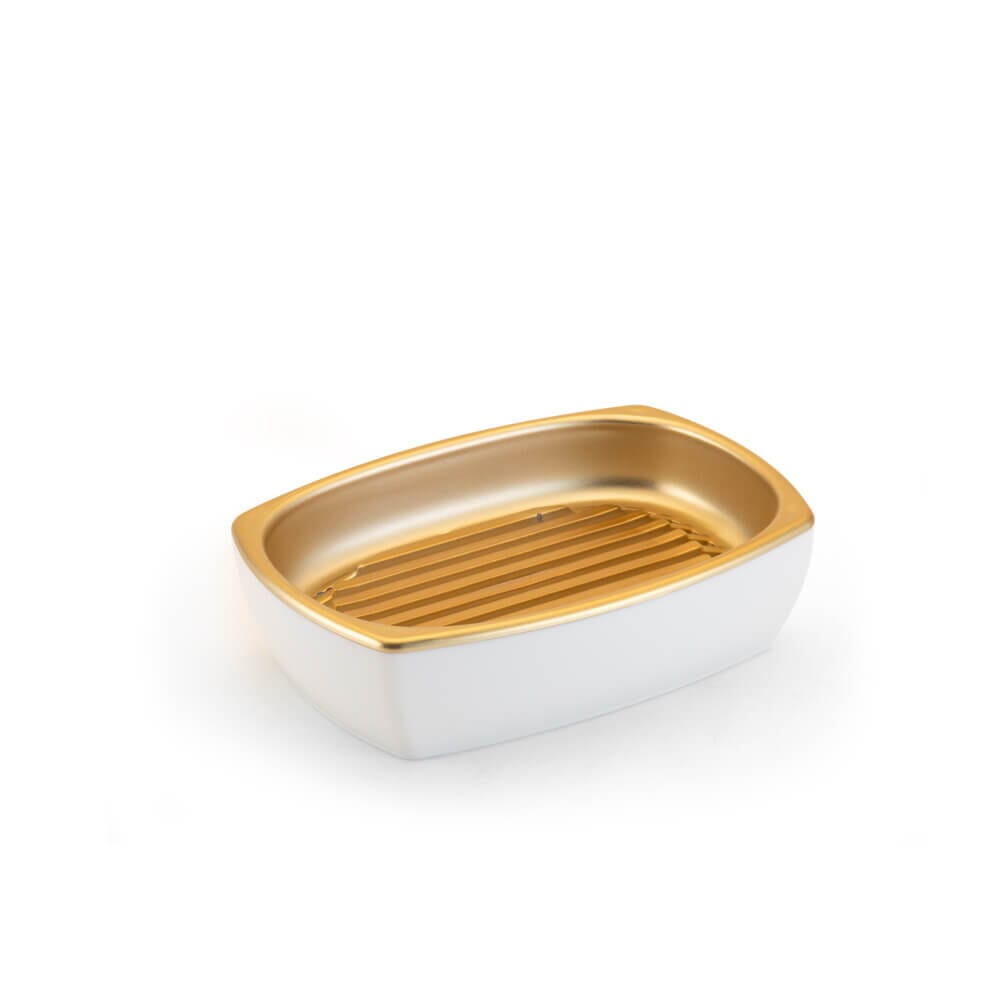 Saboneteira Para Banheiro Com Base Removível Saboneteira Para Banheiro Com Base Removível Design & Casa Branco/Dourado