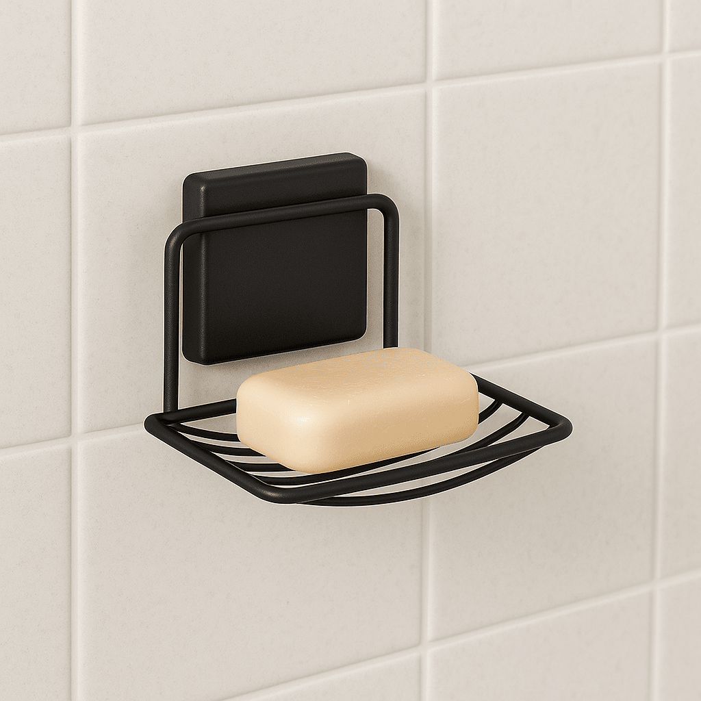 Saboneteira Para Banheiro Preta Com Fixação Por Sucção Ventosa Saboneteira Para Banheiro Preta Com Fixação Por Sucção Ventosa Design & Casa