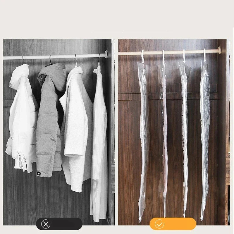Saco A Vácuo Para Roupas Com Cabide Coleção Organização - Saco A Vácuo Para Roupas Com Cabide LightHousi