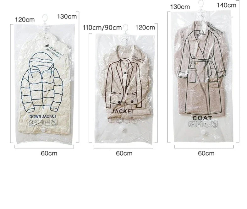 Saco A Vácuo Para Roupas Com Cabide Coleção Organização - Saco A Vácuo Para Roupas Com Cabide LightHousi