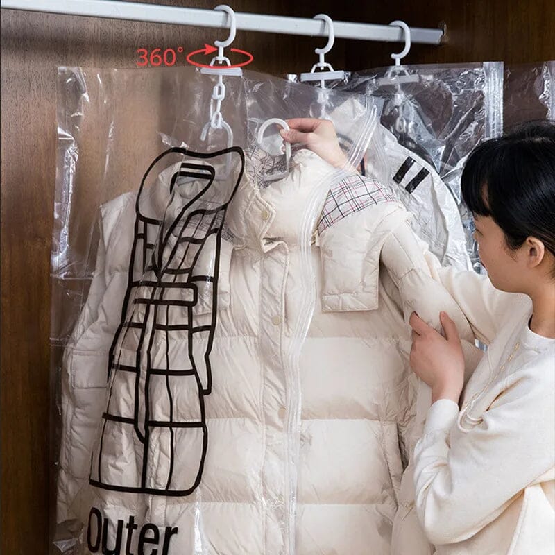 Saco A Vácuo Para Roupas Com Cabide Coleção Organização - Saco A Vácuo Para Roupas Com Cabide LightHousi