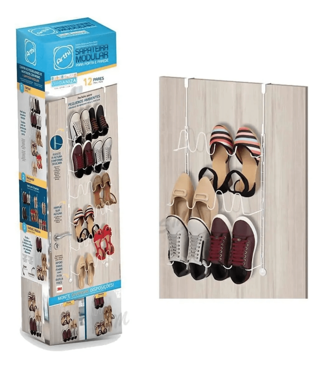 Sapateira Modular 12 Lugares para Porta Coleção Closet- Sapateira Modular 12 Lugares para Porta Design & Casa