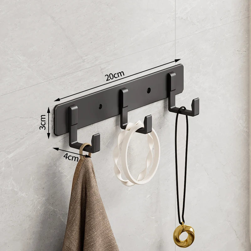 Space Aluminum Black Hook Bathroom Towel Hook Living Room Door Back Clothes Hook Simple Black Storage Hook To Save Space Design & Casa 3 hooks