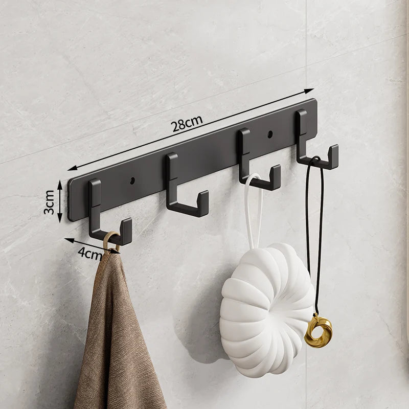 Space Aluminum Black Hook Bathroom Towel Hook Living Room Door Back Clothes Hook Simple Black Storage Hook To Save Space Design & Casa 4 hooks
