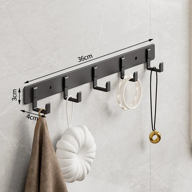 Space Aluminum Black Hook Bathroom Towel Hook Living Room Door Back Clothes Hook Simple Black Storage Hook To Save Space Design & Casa 5 hooks