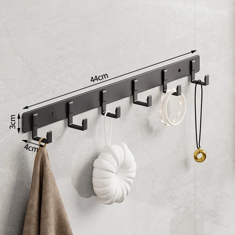Space Aluminum Black Hook Bathroom Towel Hook Living Room Door Back Clothes Hook Simple Black Storage Hook To Save Space Design & Casa 6 hooks