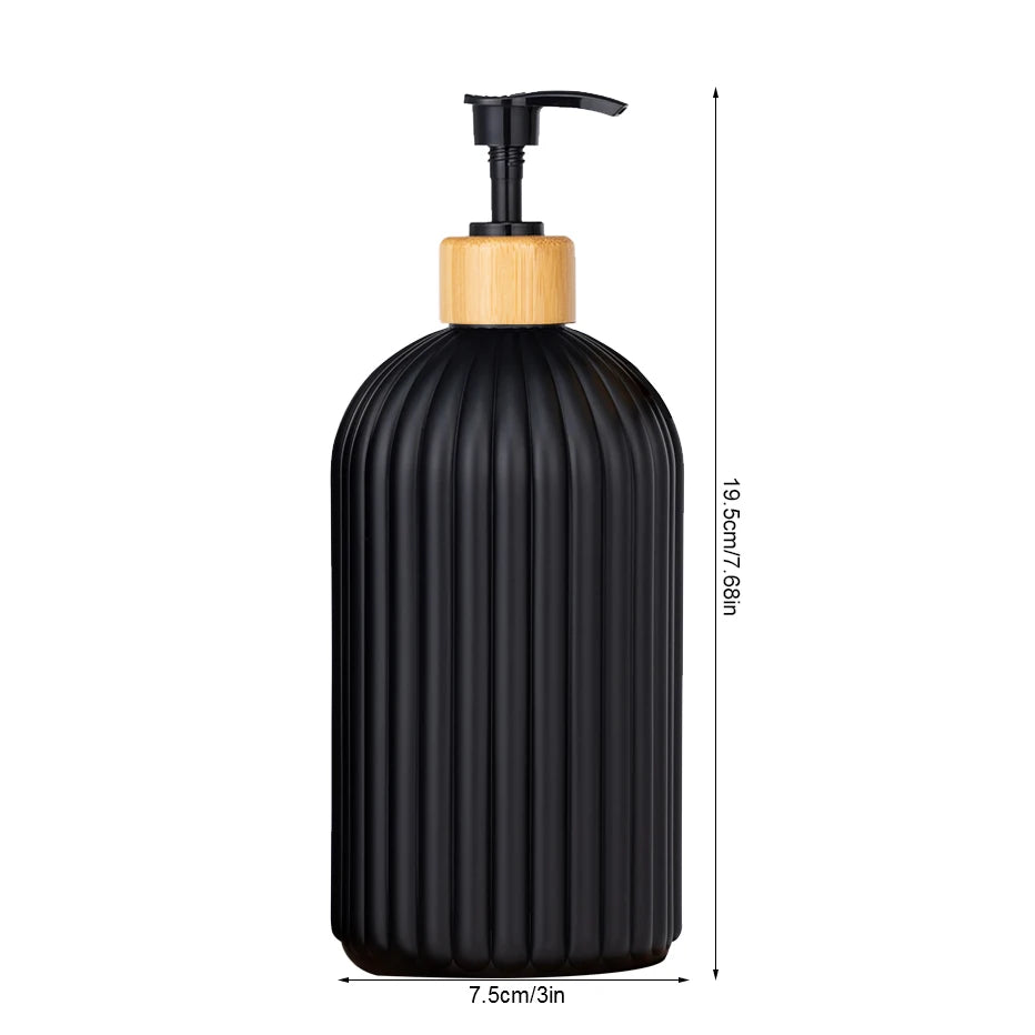 Strip Soap Dispenser with Bamboo Pump Refillable Shampoo Conditioner Hands and Dishes Soap Dispenser Bottle for Kitchen Bathroom Design & Casa