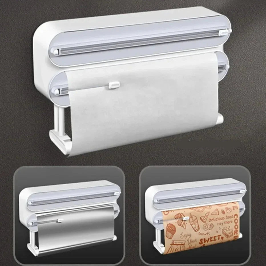 Suporte De Parede Para Papel Filme Com Cortador Coleção Cozinha - Suporte De Parede Para Papel Filme Com Cortador LightHousi