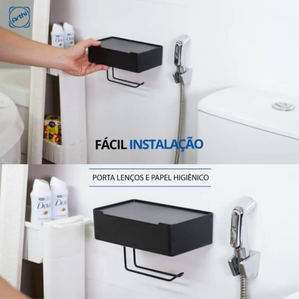 Suporte Para Papel Higiênico com Porta Lenços Umedecidos Suporte Para Papel Higiênico Com Fixação Por Sucção Ventosa Design & Casa