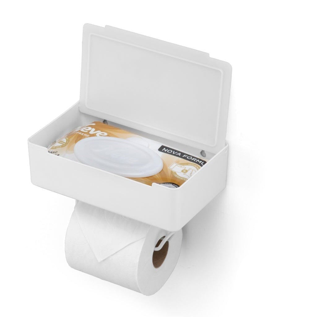 Suporte Para Papel Higiênico com Porta Lenços Umedecidos Suporte Para Papel Higiênico Com Fixação Por Sucção Ventosa Design & Casa Branco