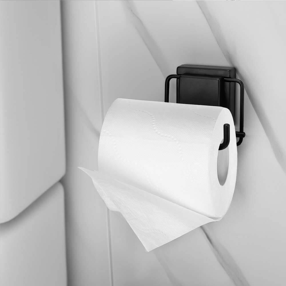 Suporte Para Papel Higiênico Preto Com Fixação Por Sucção Ventosa Suporte Para Papel Higiênico Com Fixação Por Sucção Ventosa Design & Casa Preto