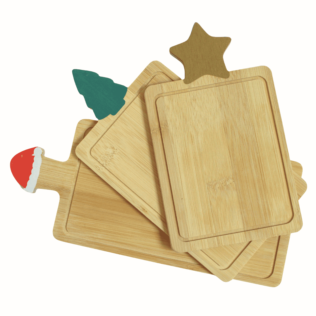 Tábua de Frios Natalina - Kit com 3pcs Tábua de Carne com Decoração Natalina Design & Casa