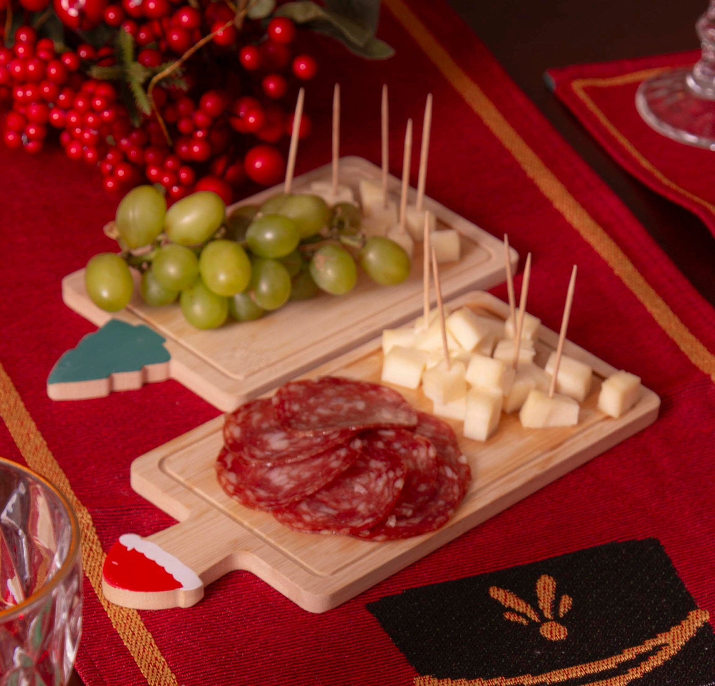 Tábua de Frios Natalina - Kit com 3pcs Tábua de Carne com Decoração Natalina Design & Casa