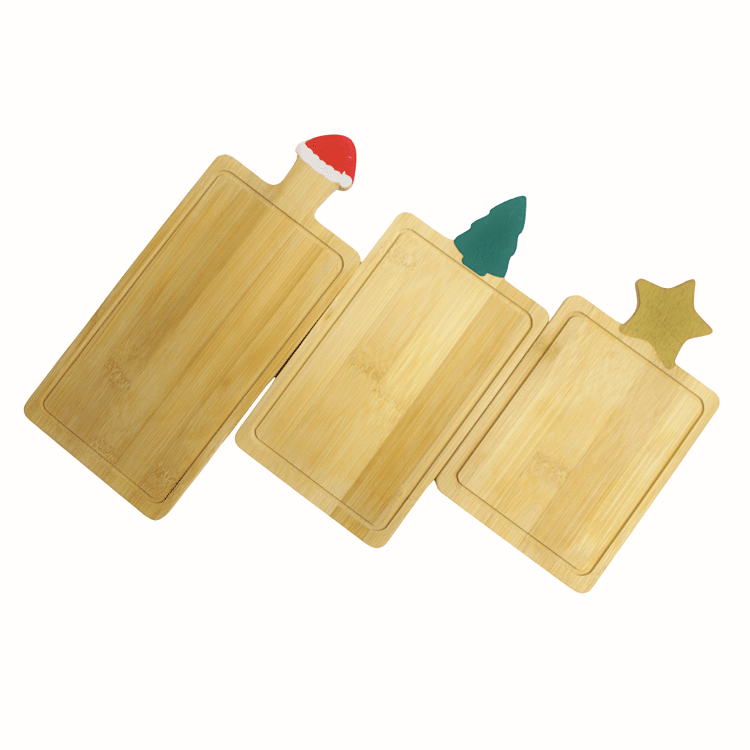 Tábua de Frios Natalina - Kit com 3pcs Tábua de Carne com Decoração Natalina Design & Casa