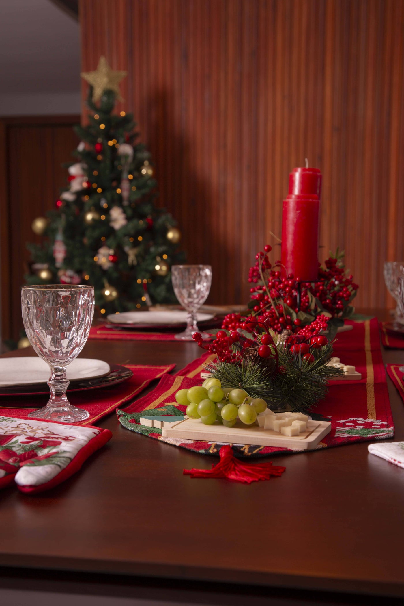 Tábua de Frios Natalina - Kit com 3pcs Tábua de Carne com Decoração Natalina Design & Casa