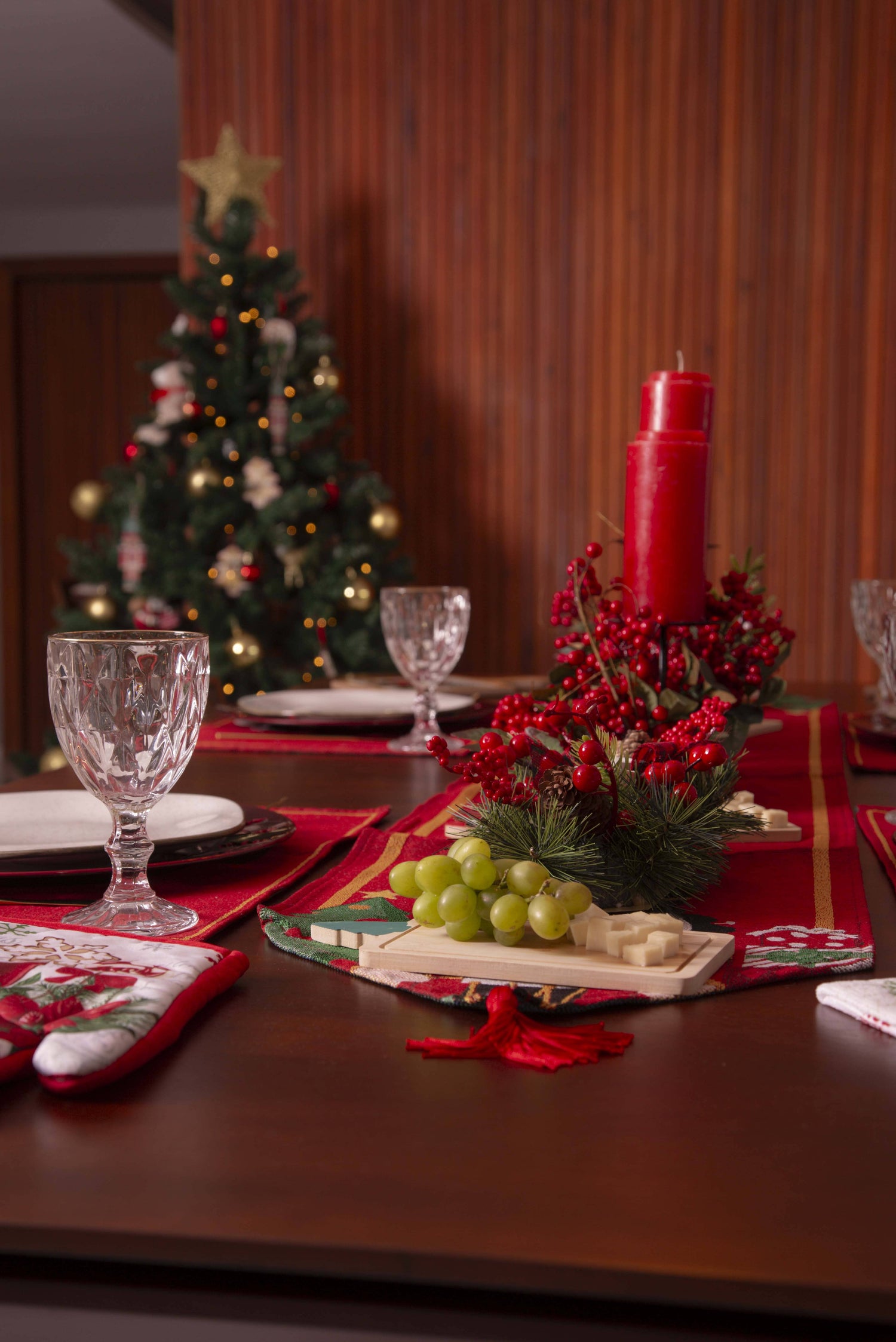 Tábua de Frios Natalina - Kit com 3pcs Tábua de Carne com Decoração Natalina Design & Casa