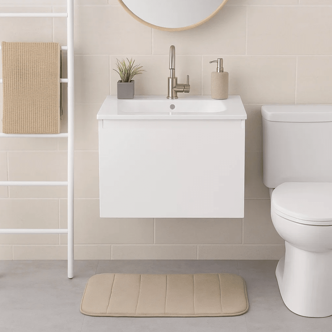 Tapete Antiderrapante para Banheiro Bege 60x40cm - Lyor Coleção Tapete Banheiro- Tapete Antiderrapante para Banheiro Bege 60x40cm - Lyor Design & Casa