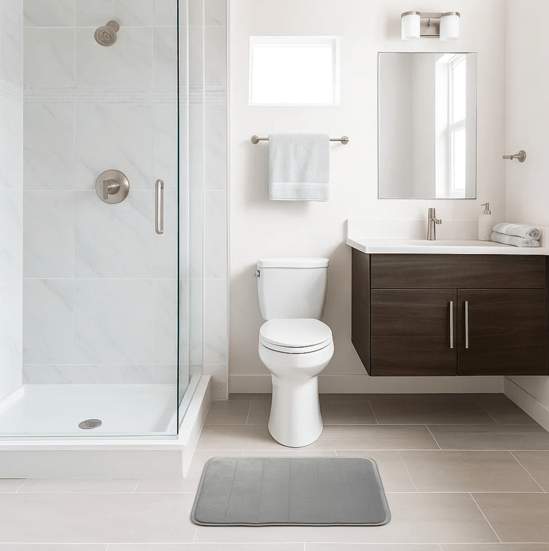 Tapete Antiderrapante para Banheiro Cinza 60x40cm - Lyor Coleção Tapete Banheiro- Tapete Antiderrapante para Banheiro Cinza 60x40cm - Lyor Design & Casa