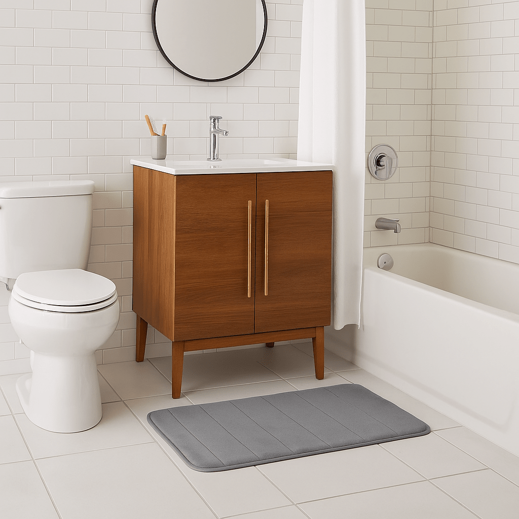 Tapete Antiderrapante para Banheiro Cinza 60x40cm - Lyor Coleção Tapete Banheiro- Tapete Antiderrapante para Banheiro Cinza 60x40cm - Lyor Design & Casa